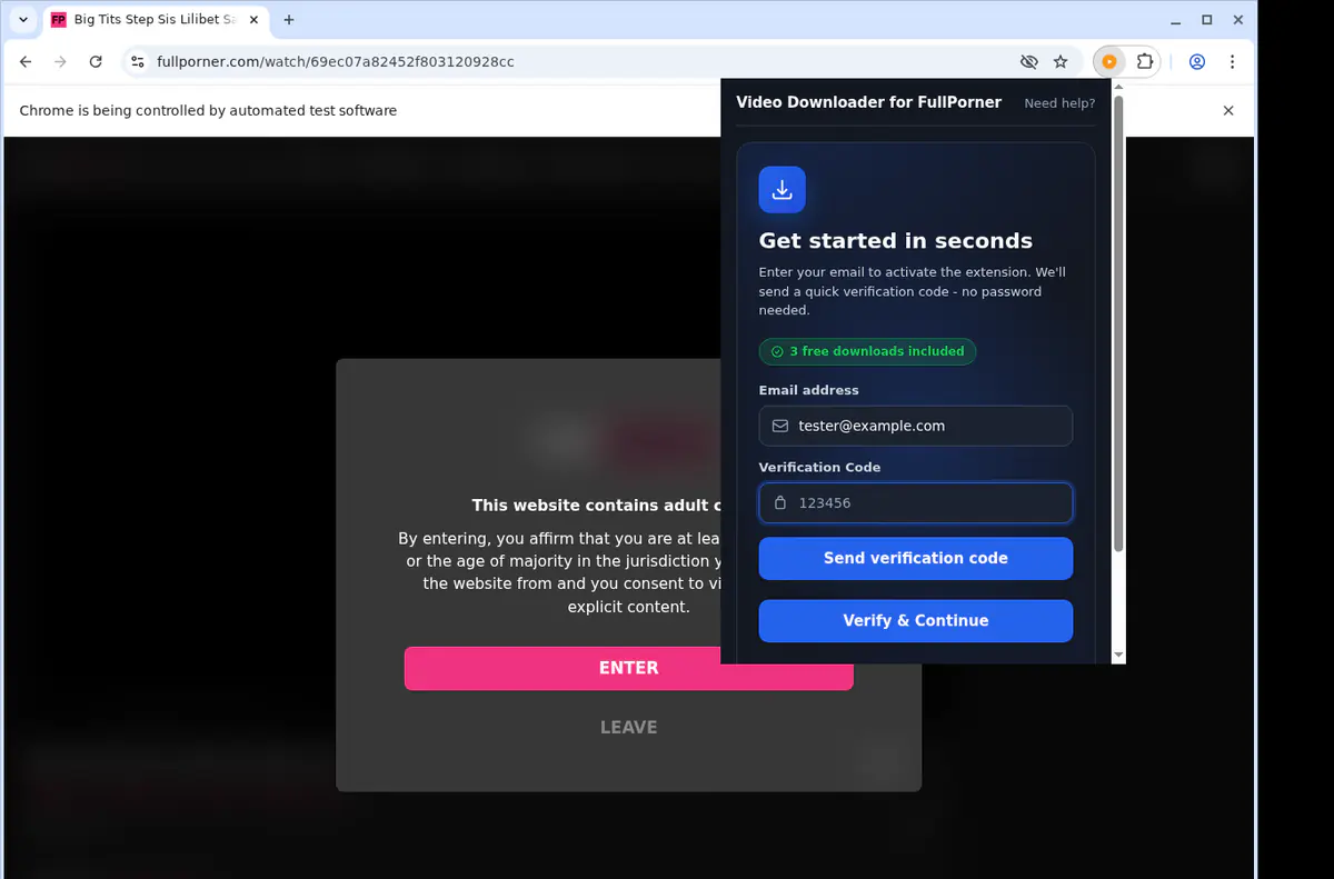 Fullporner Video Downloader browser extension screenshot 4